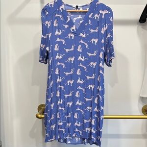 Blue Leopard Print Midi Dress